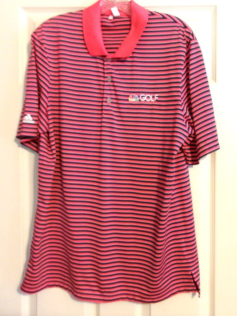 ADIDAS GOLF CHANNEL Striped Polo Size L  Excellent